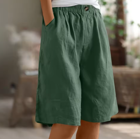 Leichte Damen Shorts Aus Leinen Mit Weitem Bein
