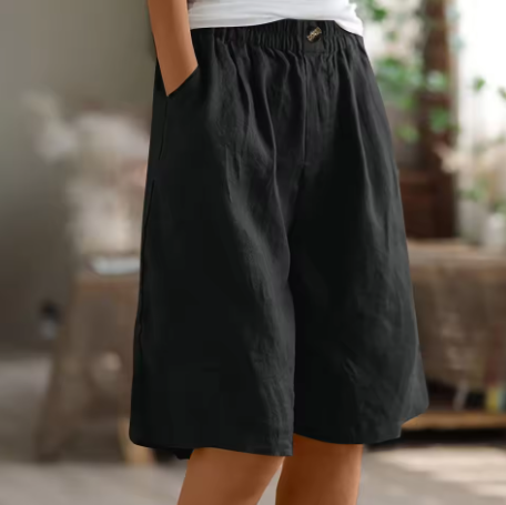 Leichte Damen Shorts Aus Leinen Mit Weitem Bein