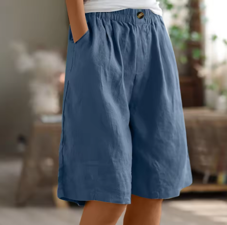Leichte Damen Shorts Aus Leinen Mit Weitem Bein