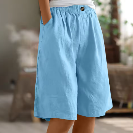 Leichte Damen Shorts Aus Leinen Mit Weitem Bein