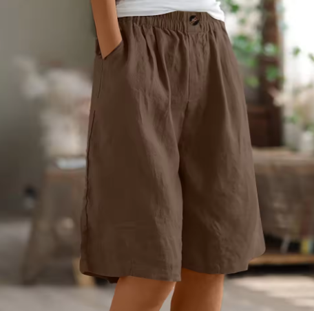 Leichte Damen Shorts Aus Leinen Mit Weitem Bein