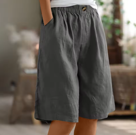 Leichte Damen Shorts Aus Leinen Mit Weitem Bein