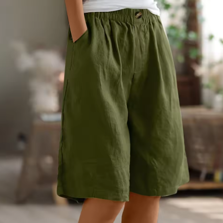 Leichte Damen Shorts Aus Leinen Mit Weitem Bein