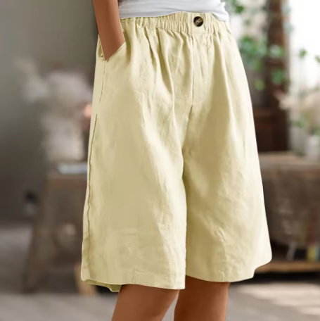 Leichte Damen Shorts Aus Leinen Mit Weitem Bein