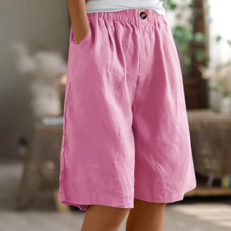 Leichte Damen Shorts Aus Leinen Mit Weitem Bein