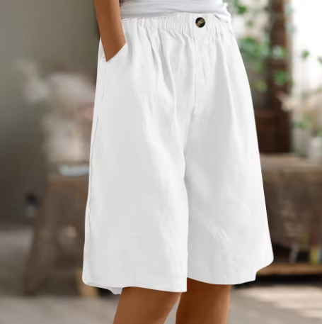 Leichte Damen Shorts Aus Leinen Mit Weitem Bein