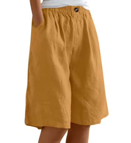 Leichte Damen Shorts Aus Leinen Mit Weitem Bein
