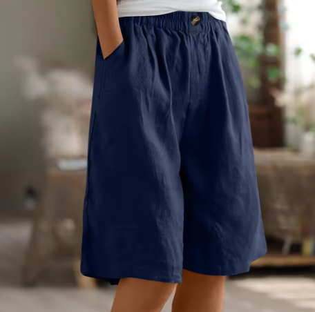 Leichte Damen Shorts Aus Leinen Mit Weitem Bein