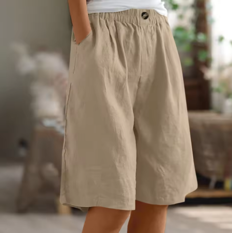 Leichte Damen Shorts Aus Leinen Mit Weitem Bein