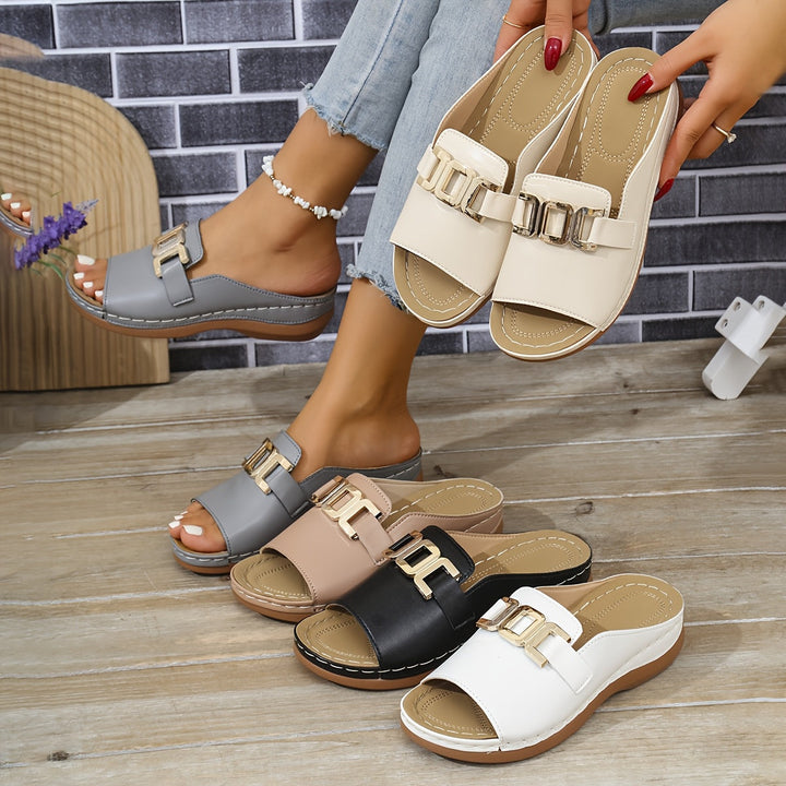 Damen Sandalen mit Keilabsatz | Ergonomisches Fußbett | Weiches Premiumleder | Eleganz & Komfort
