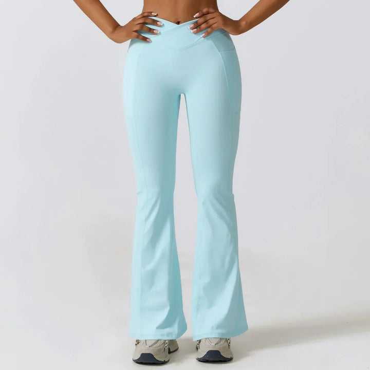 Damen High-Waist Flare Leggings – Weite Yoga Fitnesshose