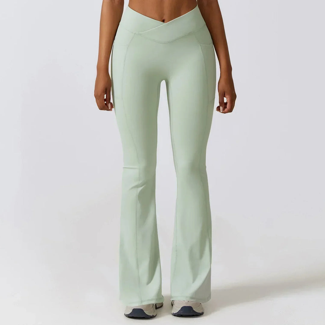 Damen High-Waist Flare Leggings – Weite Yoga Fitnesshose