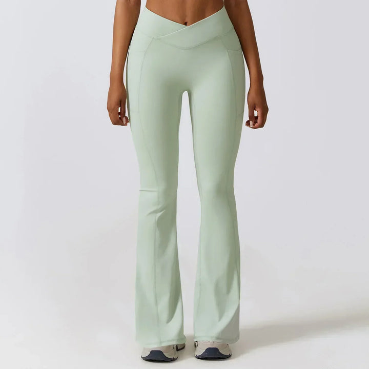 Damen High-Waist Flare Leggings – Weite Yoga Fitnesshose