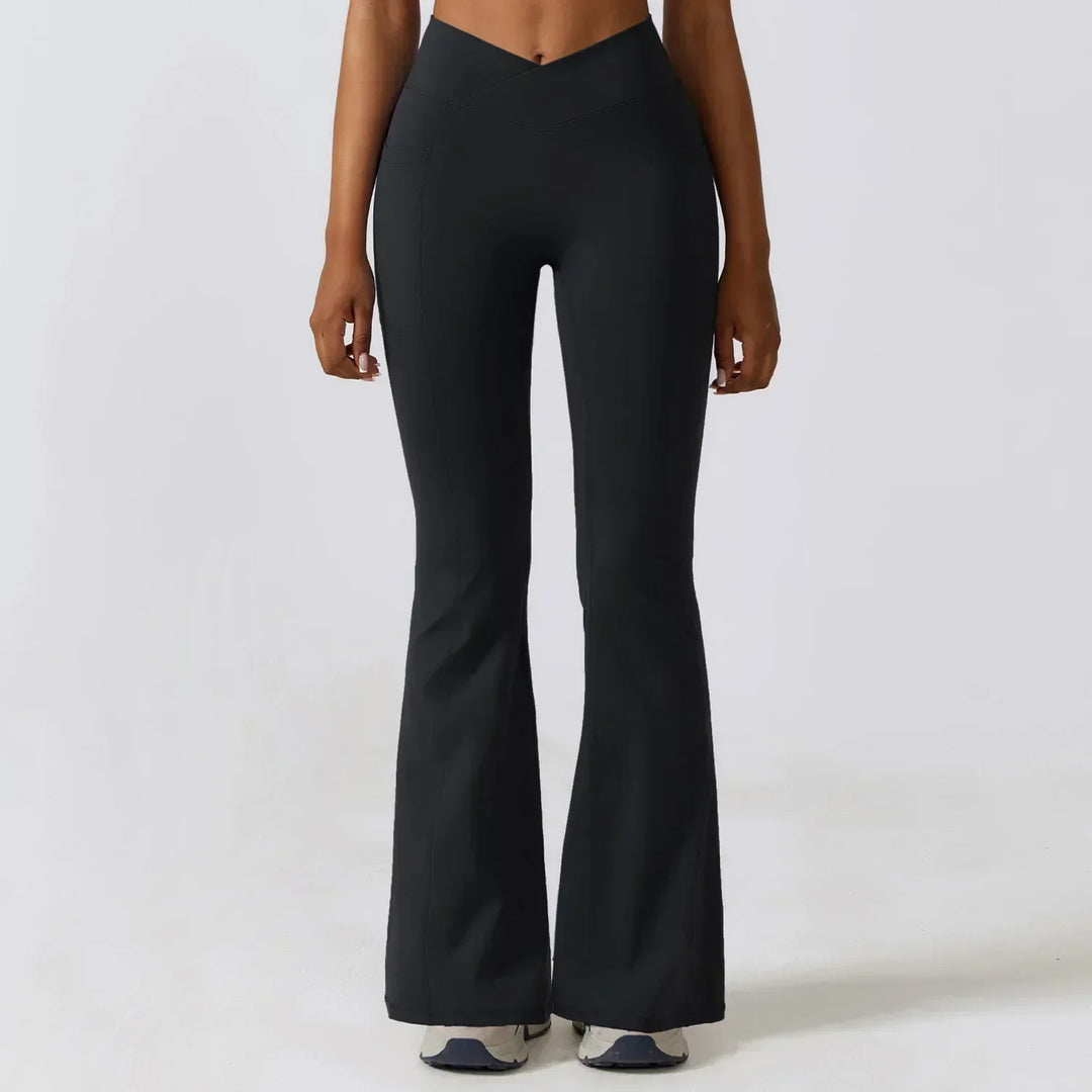 Damen High-Waist Flare Leggings – Weite Yoga Fitnesshose