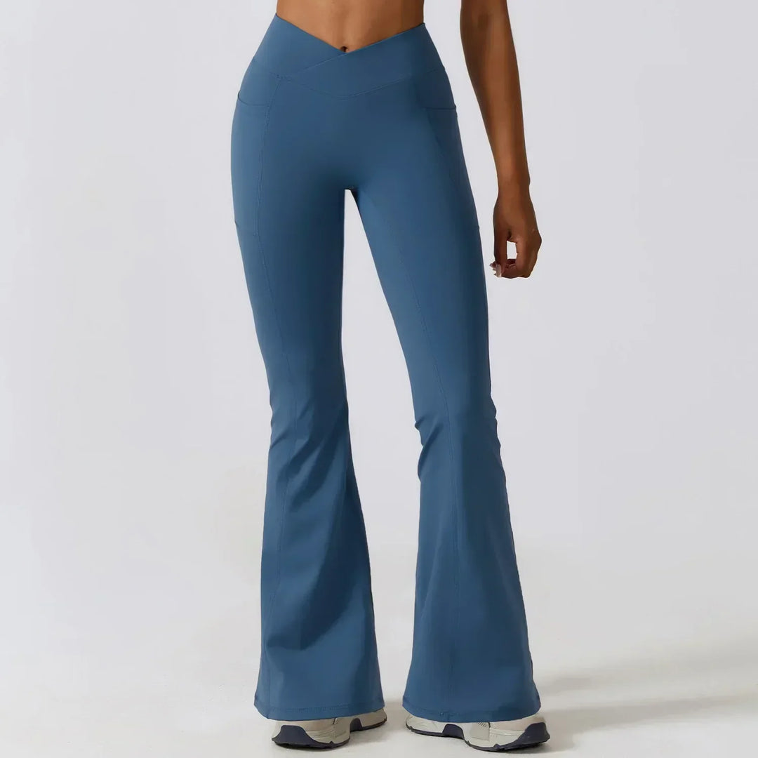 Damen High-Waist Flare Leggings – Weite Yoga Fitnesshose