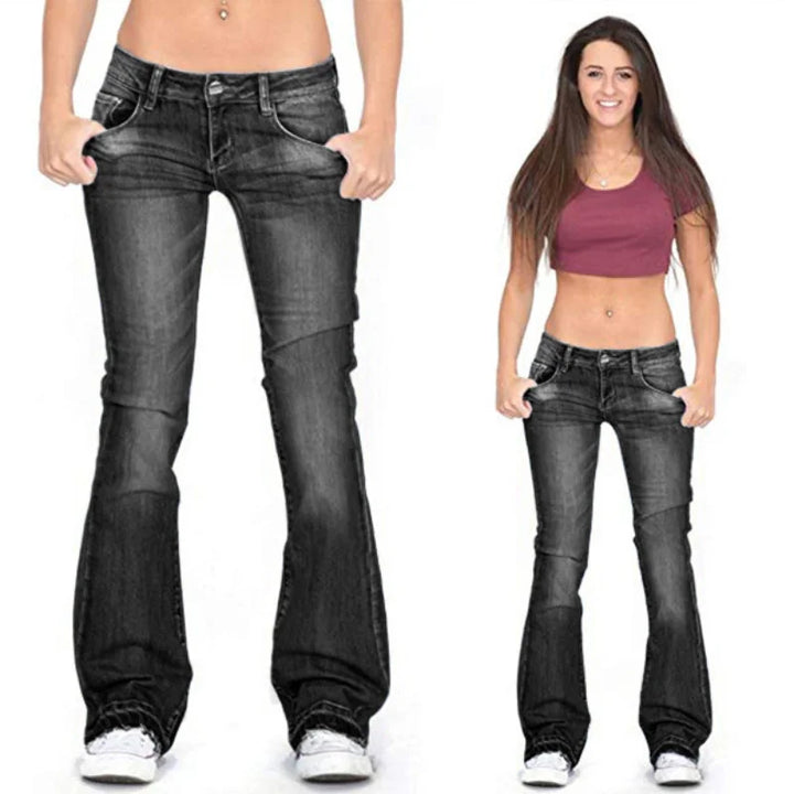 Damen Low Rise Schlagjeans – Vintage Schlaghosen Denim Jeans