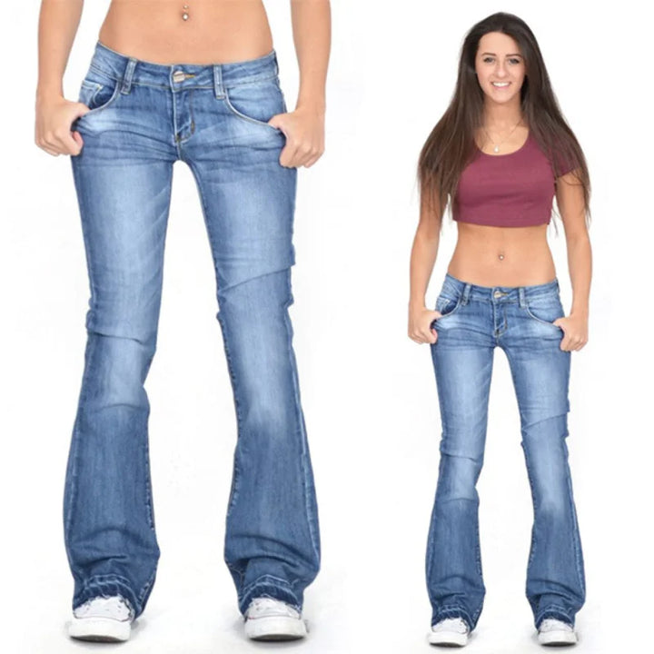 Damen Low Rise Schlagjeans – Vintage Schlaghosen Denim Jeans