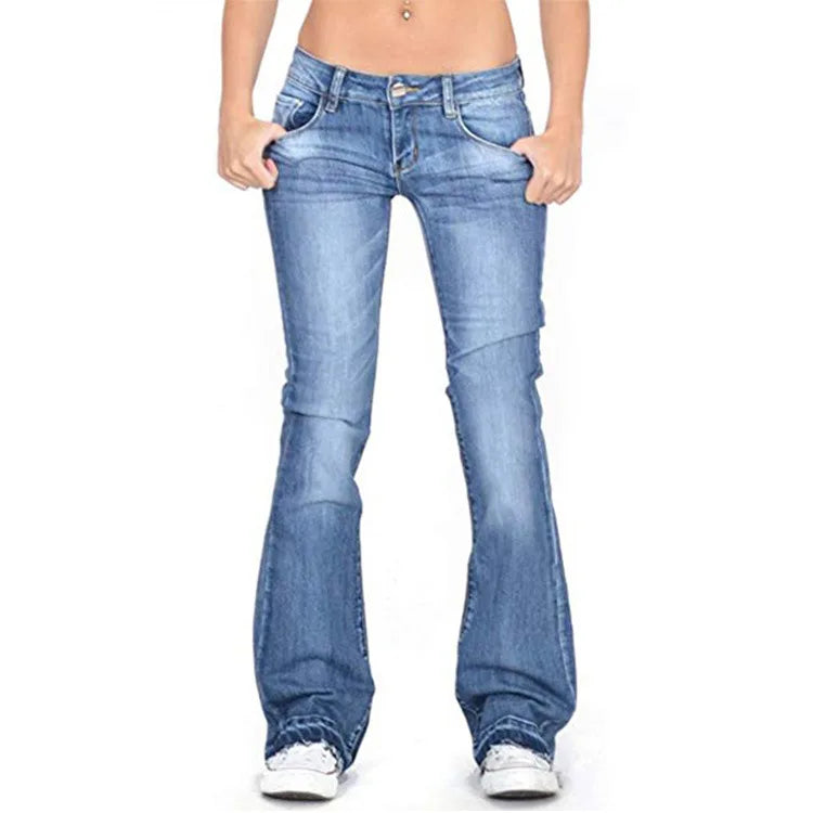 Damen Low Rise Schlagjeans – Vintage Schlaghosen Denim Jeans
