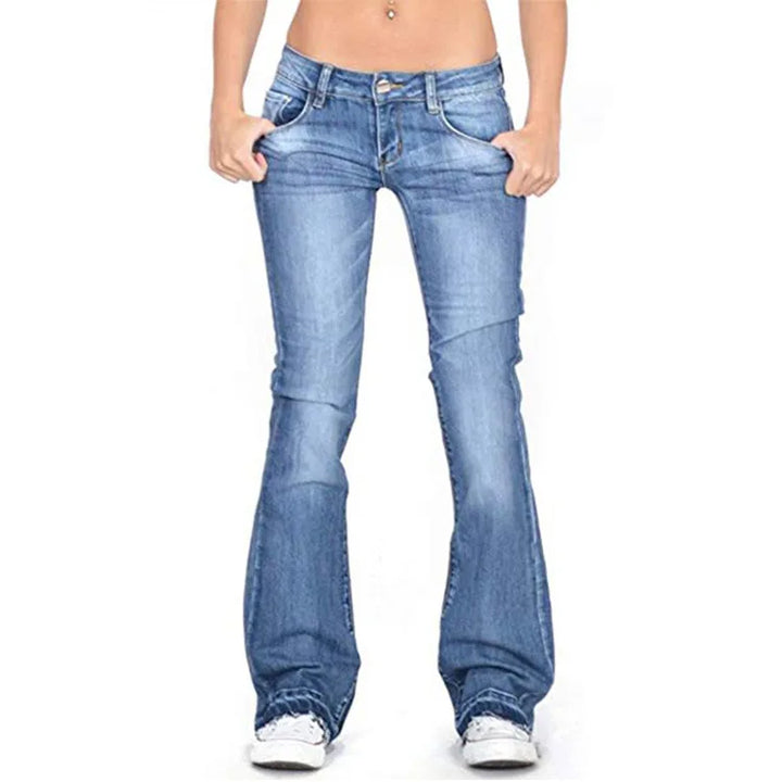 Damen Low Rise Schlagjeans – Vintage Schlaghosen Denim Jeans
