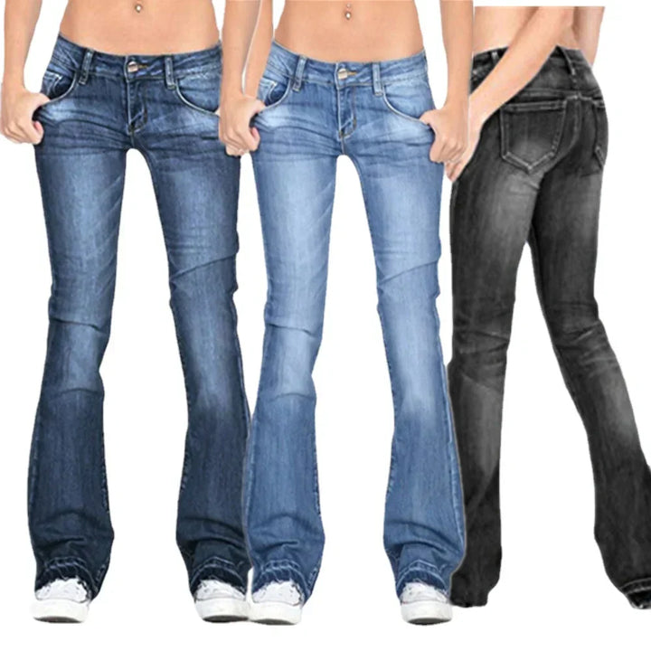 Damen Low Rise Schlagjeans – Vintage Schlaghosen Denim Jeans