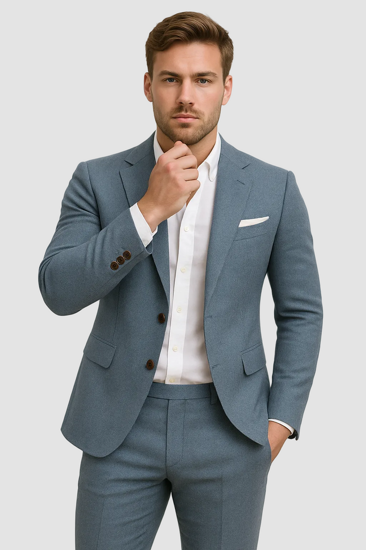 Slim-Fit-Leinenanzug für Herren – Blazer und Hose, leicht, sommerlich, formell, für Hochzeiten