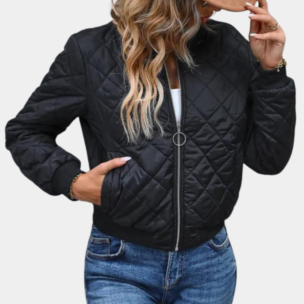 Stilvolle Bomber-Übergangsjacke für Damen mit durchgehendem Reißverschluss – Ideal für kühle Tage 0