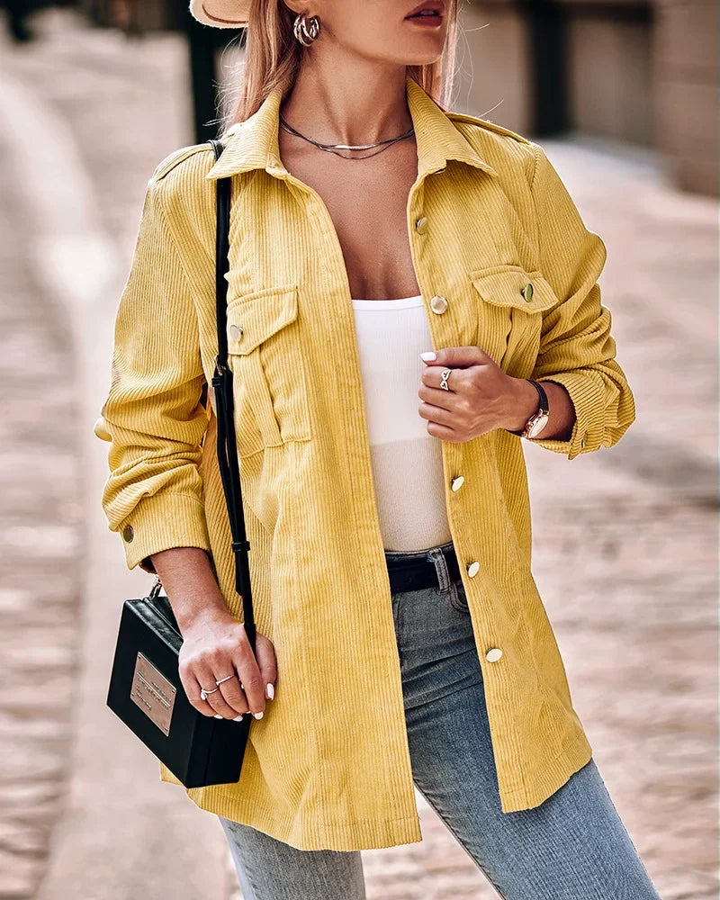 Stilvolle Damen Cord Jacke in Gelb – Vielseitig und Modern 1