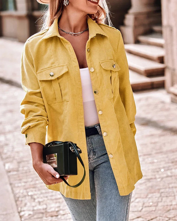 Stilvolle Damen Cord Jacke in Gelb – Vielseitig und Modern 2