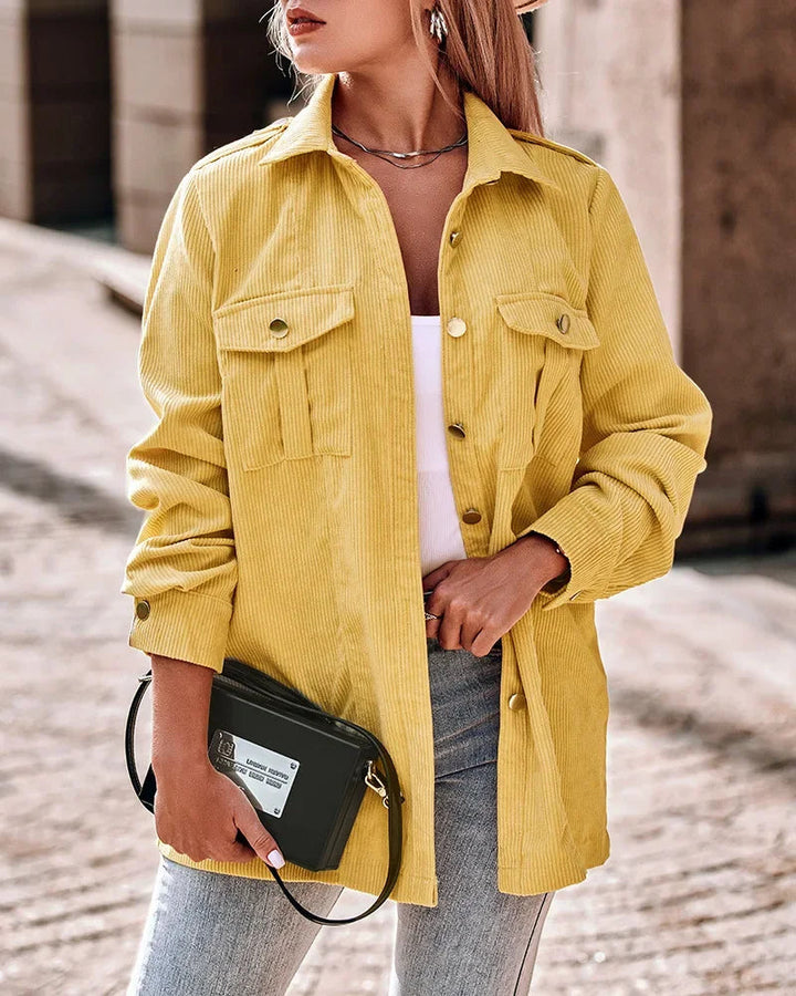 Stilvolle Damen Cord Jacke in Gelb – Vielseitig und Modern 3
