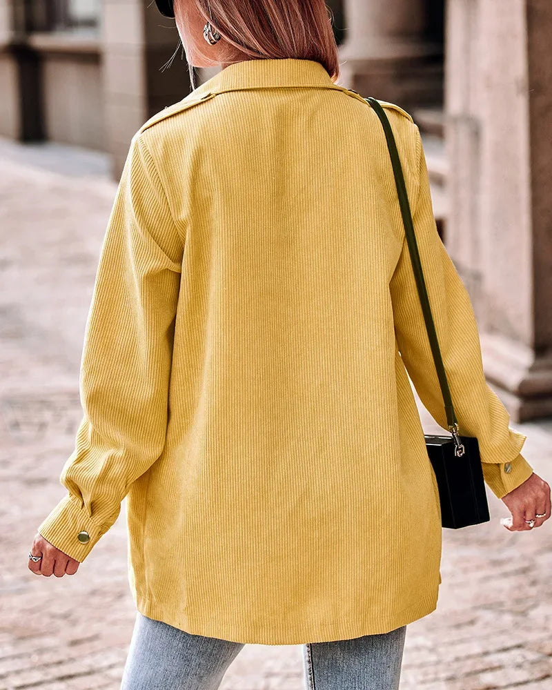 Stilvolle Damen Cord Jacke in Gelb – Vielseitig und Modern 4