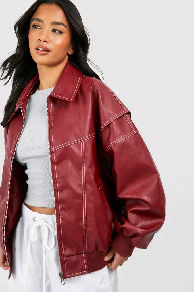 Stilvolle Rote Damenjacke – Übergroß für einen Ausdrucksstarken Look 0
