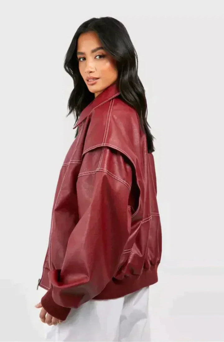 Stilvolle Rote Damenjacke – Übergroß für einen Ausdrucksstarken Look 1
