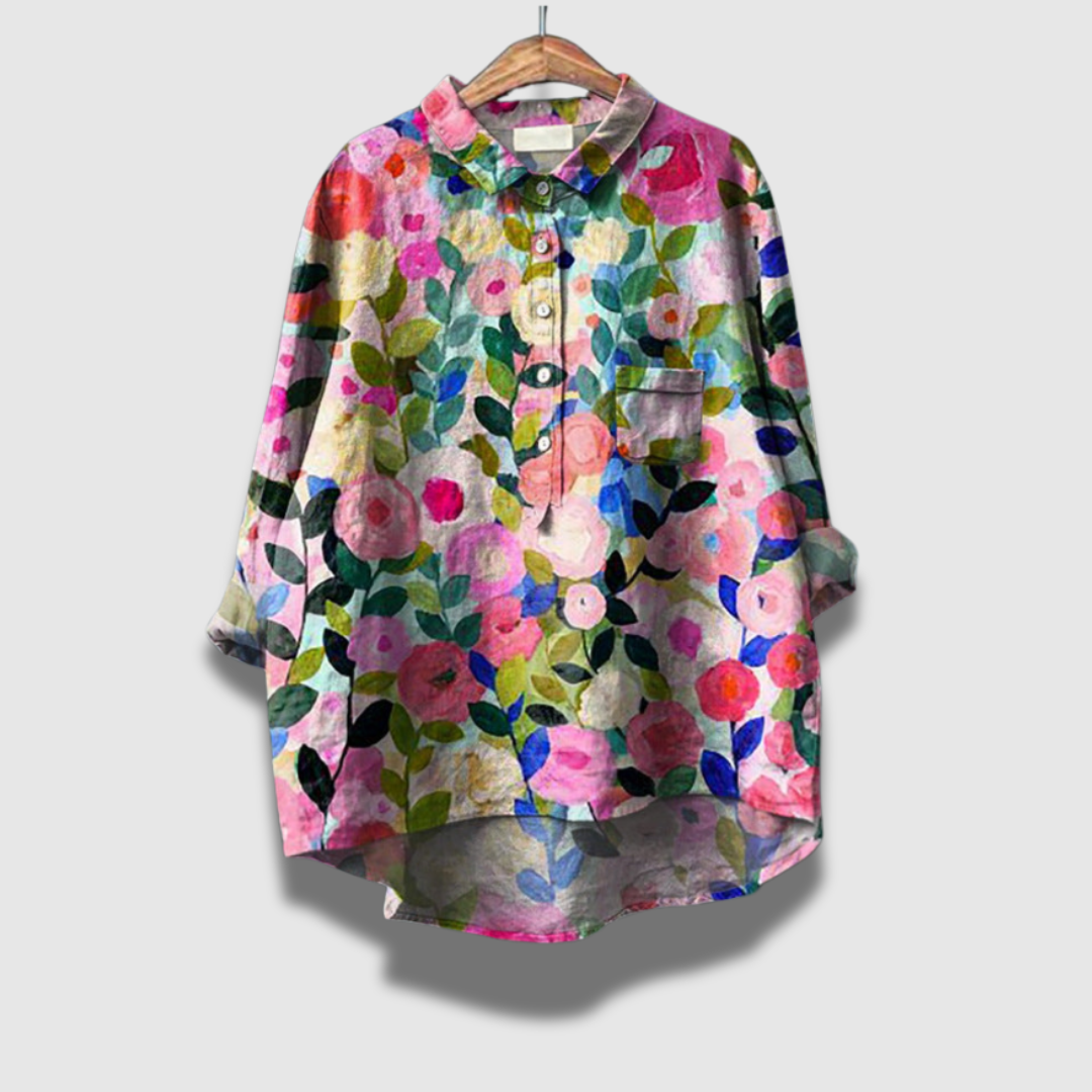 Damen Florale Langarm Bluse