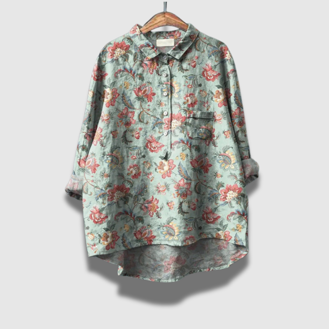 Damen Florale Langarm Bluse