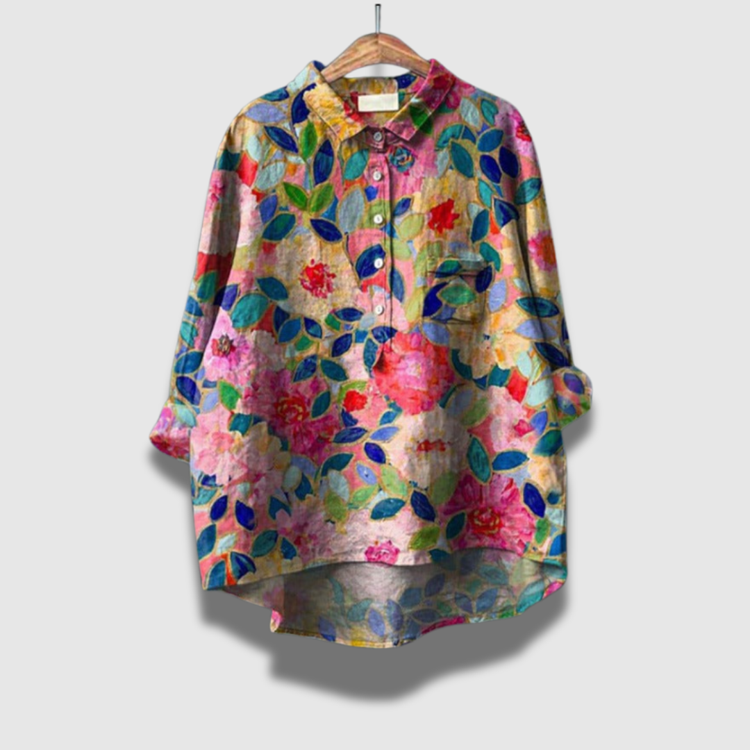 Damen Florale Langarm Bluse