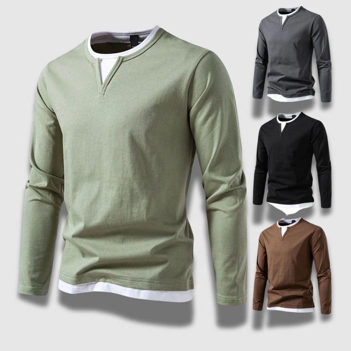 Herren Stilvoller Rundhals Figurbetonter Lagenlook Pullover