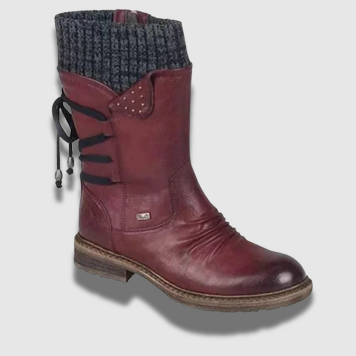 Damen Wasserdichte Leder Winterstiefel