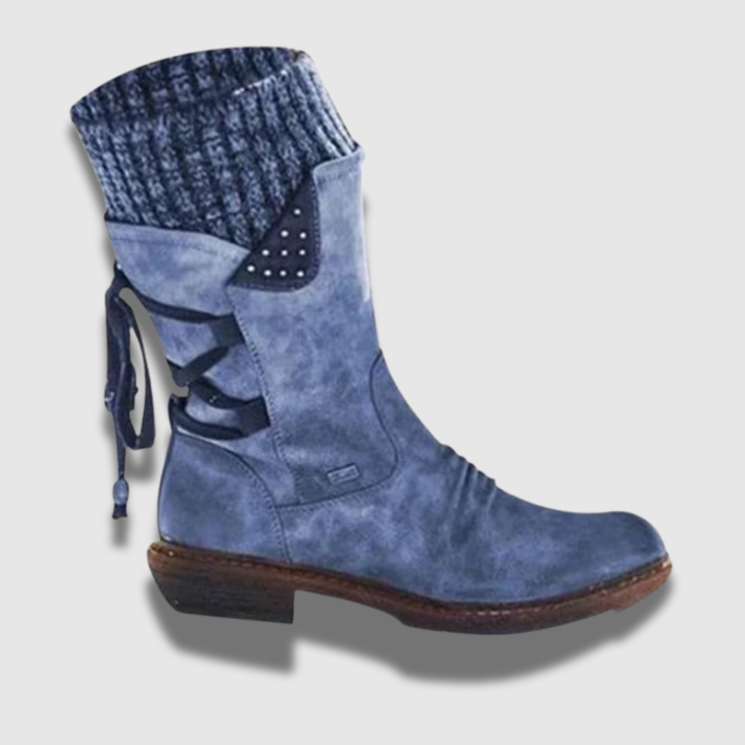 Damen Wasserdichte Leder Winterstiefel