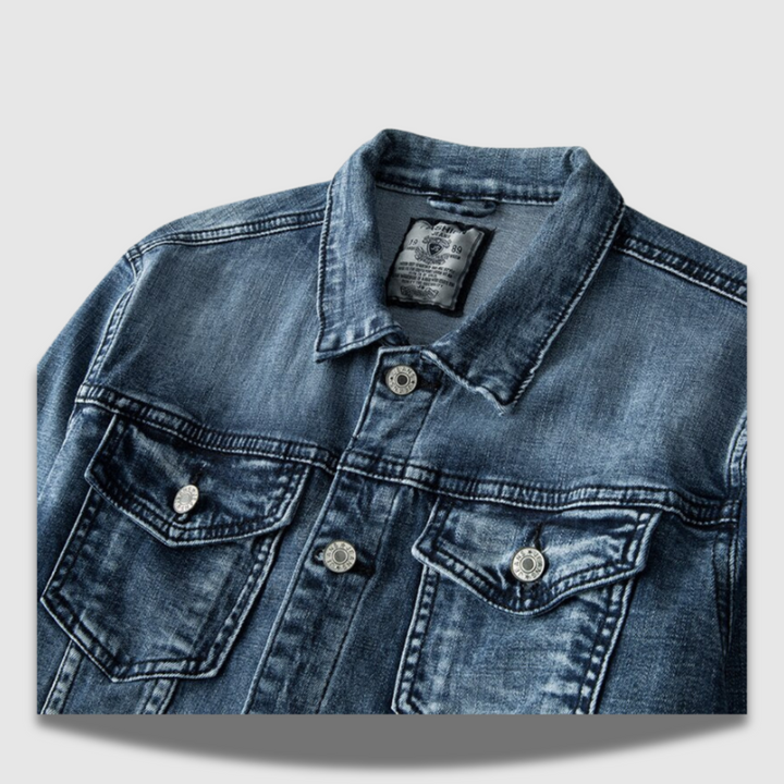 Herren Klassische Knopfleiste Doppel Taschen Denim Jacke