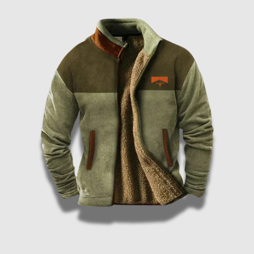 Herren Trendy Fleece Gefütterte Reißverschluss Hochkragen Jacke