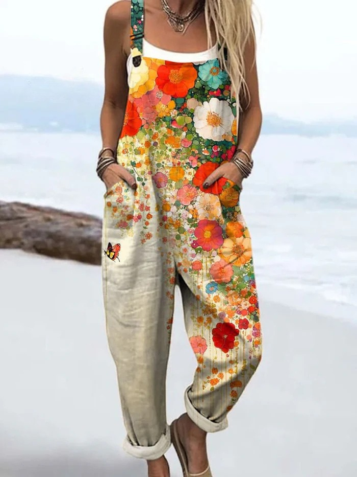Damen Overall Mit Blumenmuster