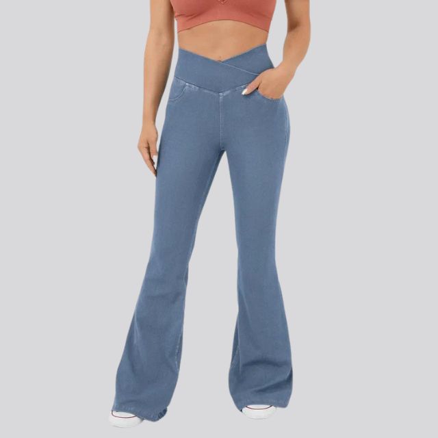 Damen High-Waist Flare Leggings – Weite Yoga Fitnesshose