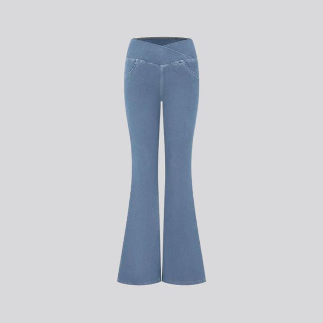 Damen High-Waist Flare Leggings – Weite Yoga Fitnesshose