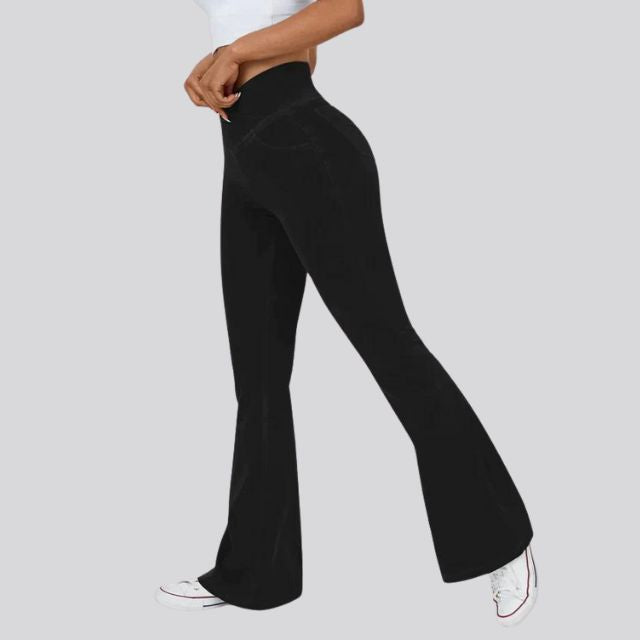 Damen High-Waist Flare Leggings – Weite Yoga Fitnesshose