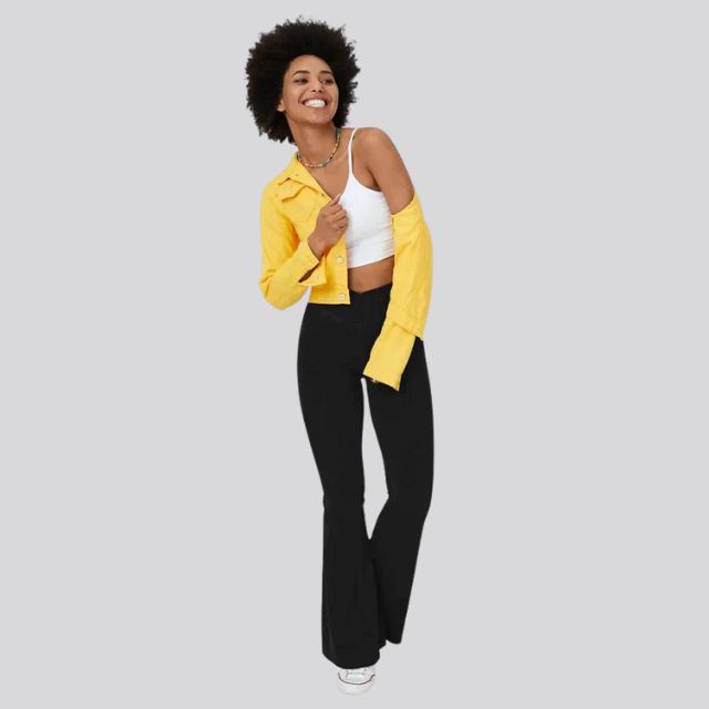 Damen High-Waist Flare Leggings – Weite Yoga Fitnesshose