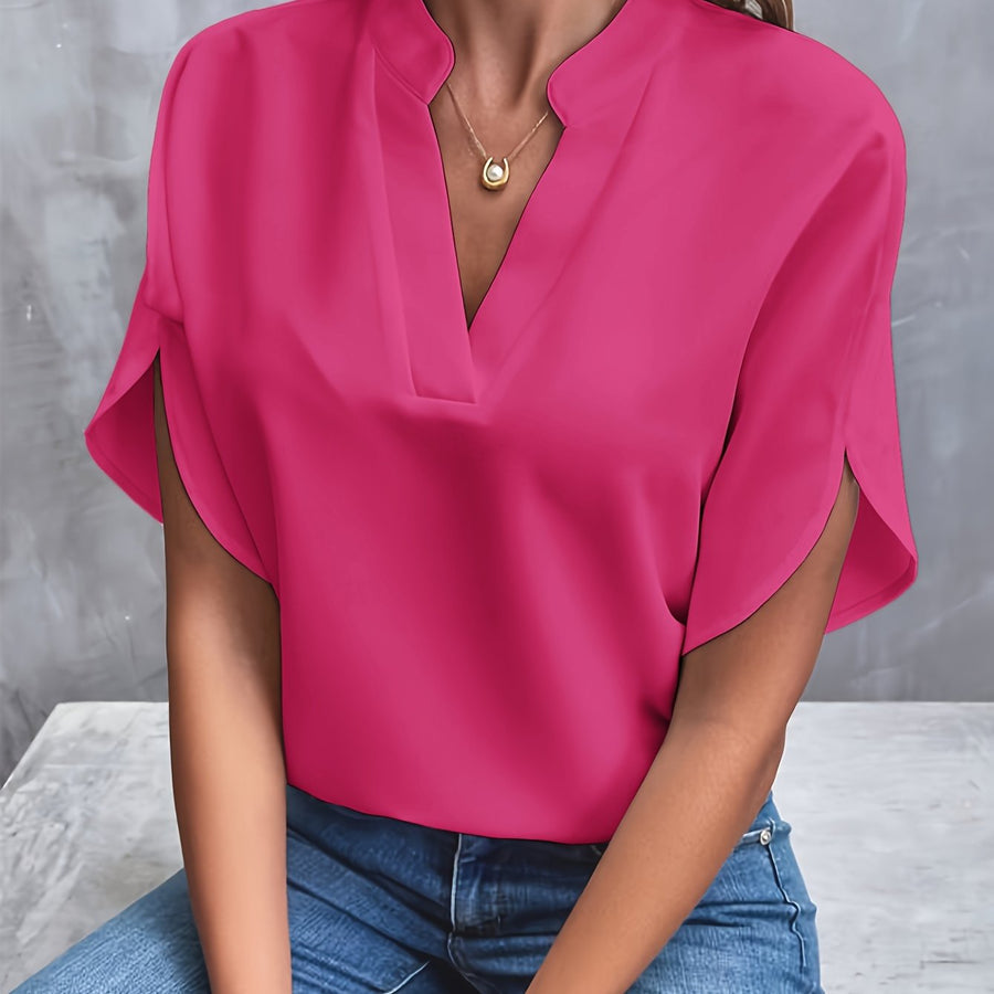 Damen Chiffonbluse Mit V-Ausschnitt