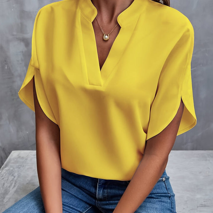Damen Chiffonbluse Mit V-Ausschnitt