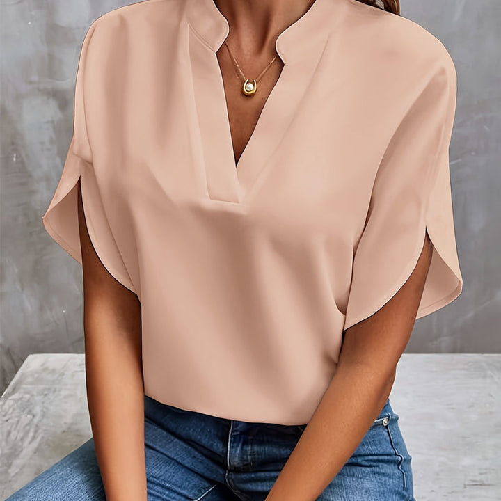 Damen Chiffonbluse Mit V-Ausschnitt