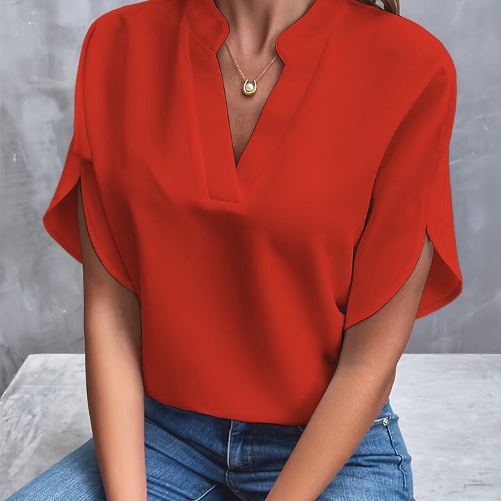 Damen Chiffonbluse Mit V-Ausschnitt