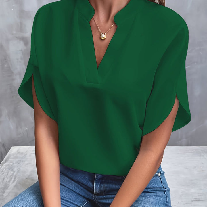 Damen Chiffonbluse Mit V-Ausschnitt